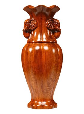 花梨实木质太平有象花瓶摆件新中式客厅玄关摆放插花装饰工艺礼品