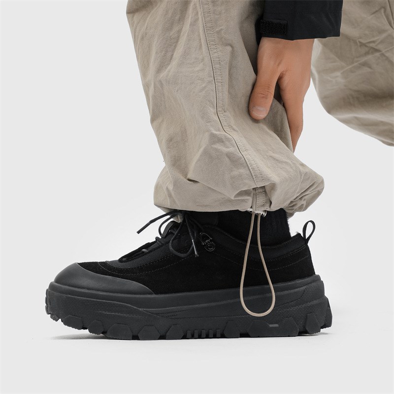户外徒步男鞋百搭运动登山鞋厚底增高露营风休闲耐磨防滑工装鞋