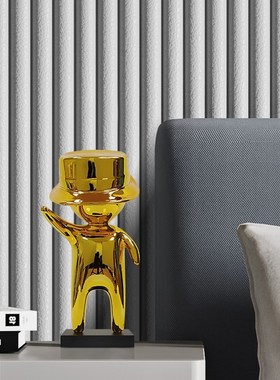 现代样板间售楼处卡通抽象吹泡泡人物雕塑装饰客厅落地摆件