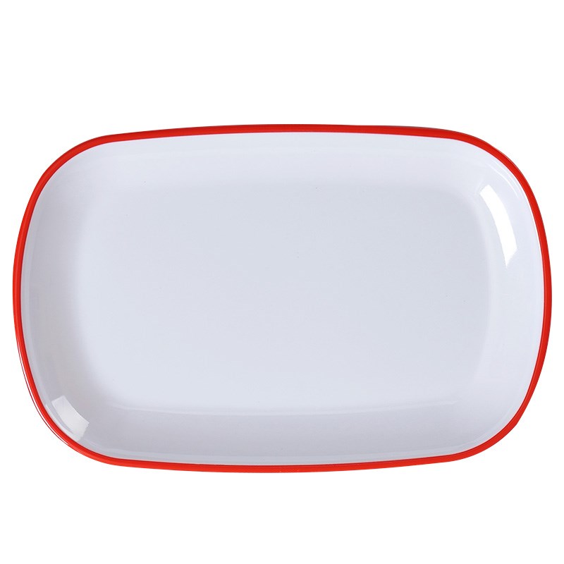 10个装密胺凉菜盘商用肠粉盘塑料盘子火锅专用菜盘长方形仿瓷餐具