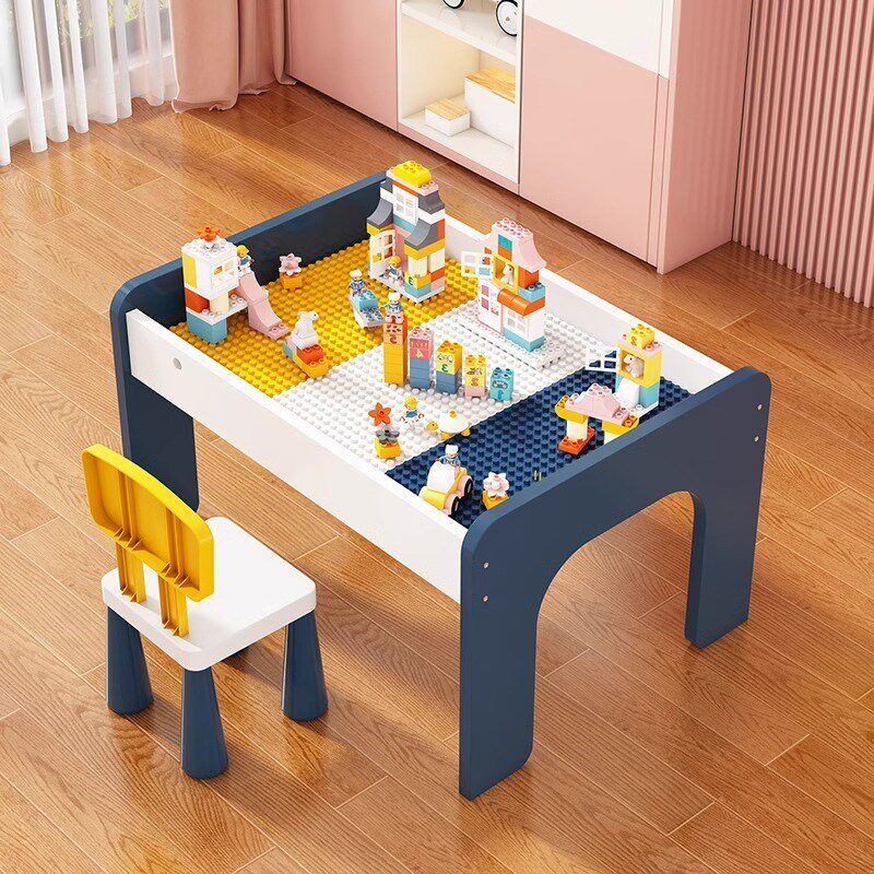 积木桌子大尺寸多功能儿童益智拼装宝宝男孩女孩玩具桌实木大颗粒