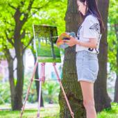 美术生画画三脚架合金多功能折叠画架手摇金属支架画板画架套
