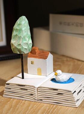 【岁月静好】手工木雕小摆件可爱治愈系办公室桌面工位装饰品好物