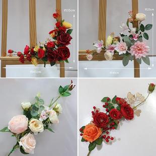 高端婚礼迎宾牌水牌花门楣花艺仿真绢花婚房卧室客厅布置结婚用品