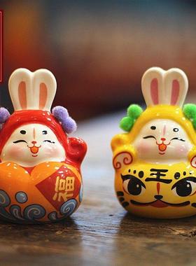 节日 礼物玉兔摆件吉祥物小礼物兔爷传统文化特色装饰摆件送朋友