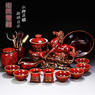 懒人茶具一套触水半自动茶具家用经典陶瓷窑具一套送给长辈的礼物