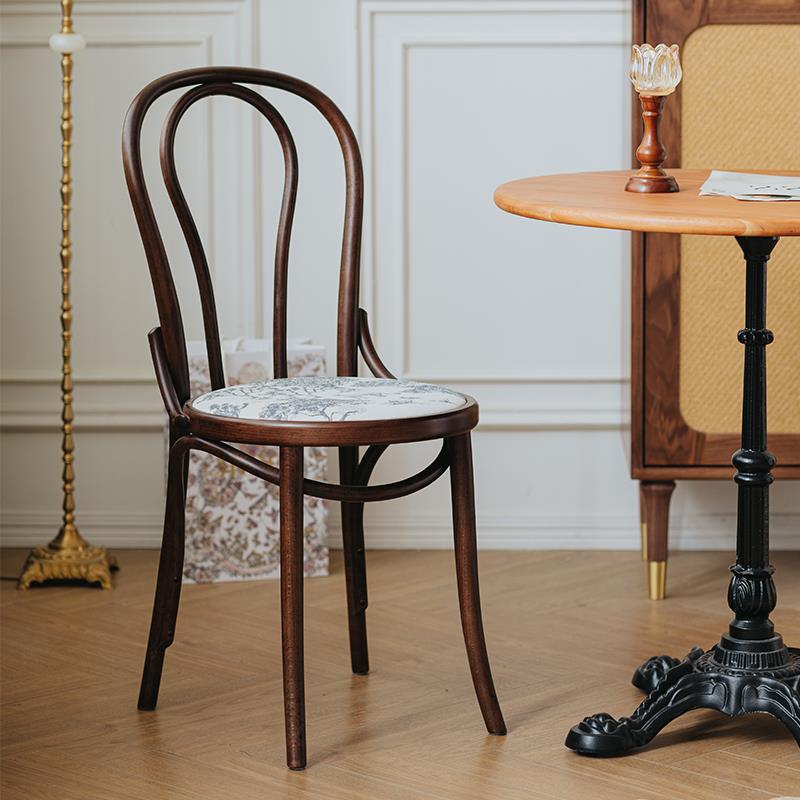 物应实木18号椅简约家用书桌椅北欧法式复古靠背网红索耐特椅餐椅