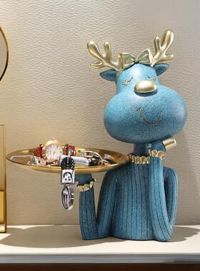 钥匙收纳玄关摆件托 托盘入户轻奢高档客厅乔迁新居礼物鞋柜装饰