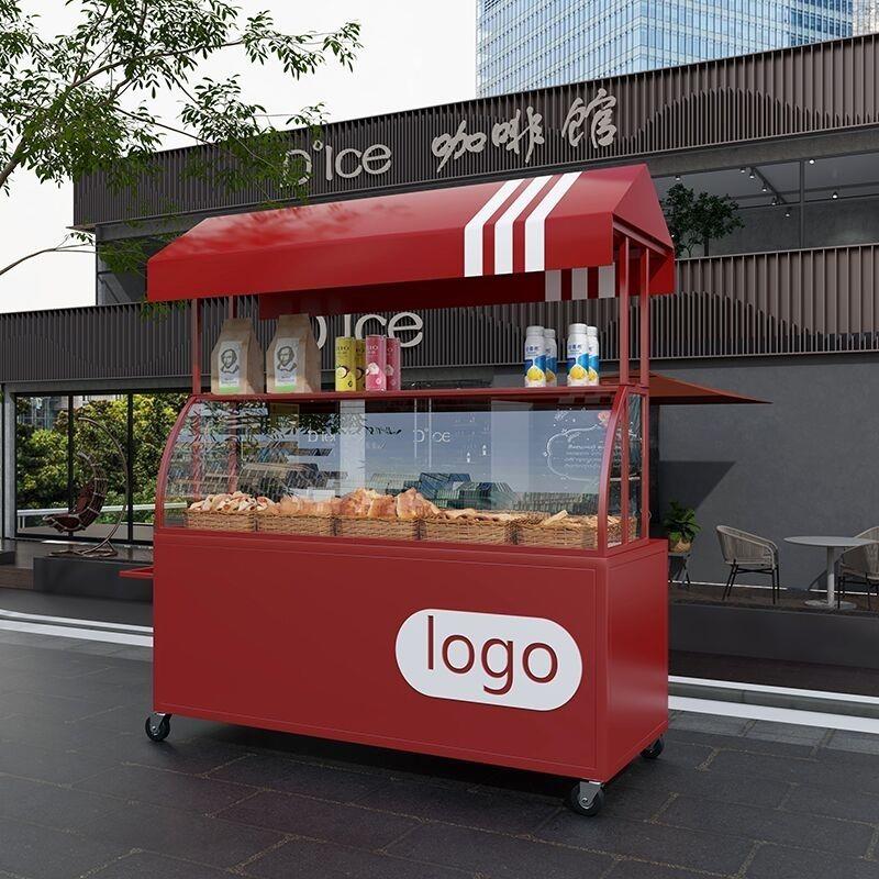 带防尘罩蛋糕摆摊车展示柜商场展示促销车户外可移动售卖车