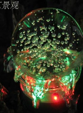 假山配件喷泉水泵假山流水摆件配饰冰裂球招财转运水晶球装饰品