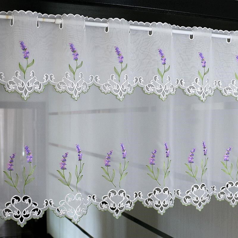 穿杆帘欧式美式布帘刺绣纱帘布艺成品飘窗帘门帘厨房帘半帘咖