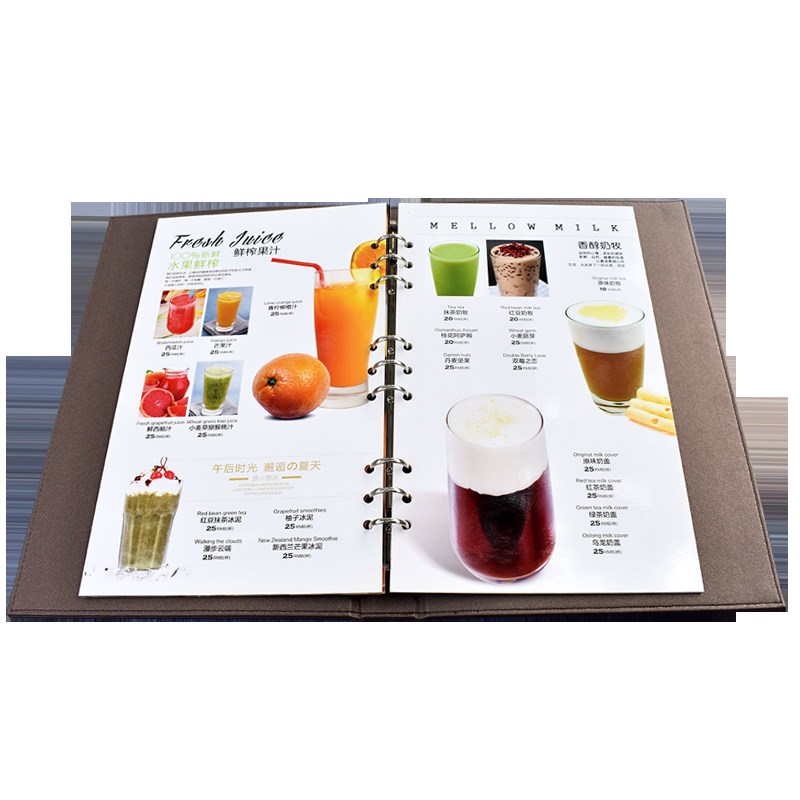 菜谱本活页圈外壳皮壳本定制活页夹环装三孔四孔文件夹可拆卸菜单