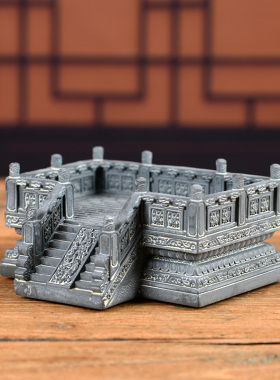 中式古典建筑模型工艺品微景观装饰品摆件办公室桌面收纳盒名片座