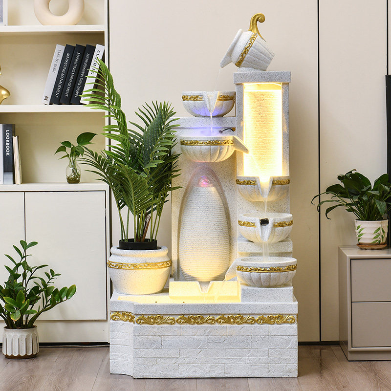 简约流水喷泉玄关家居鱼池造景欧式水幕墙鱼缸公司招财加湿落地,家居饰品,装饰摆件,淘宝优惠券,粉丝福利购,淘宝优惠卷