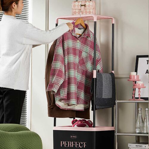 ins衣架落地卧室挂衣架家用网红简易衣帽架脏衣篓客厅可移动衣架