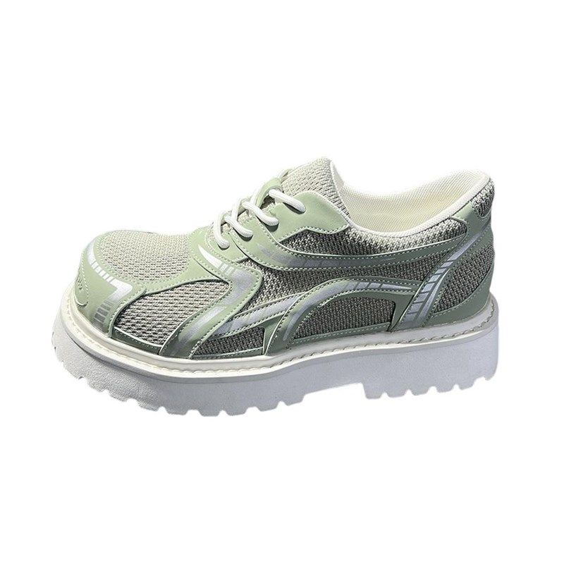 春季大头皮鞋英伦风德比鞋男内增高厚底网布透气潮流低帮马丁靴男