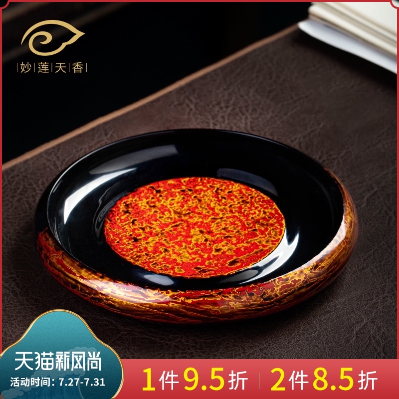 妙莲天香 经典手k工大漆壶承壶托 功夫茶盘干泡台盘电木茶承杯碗