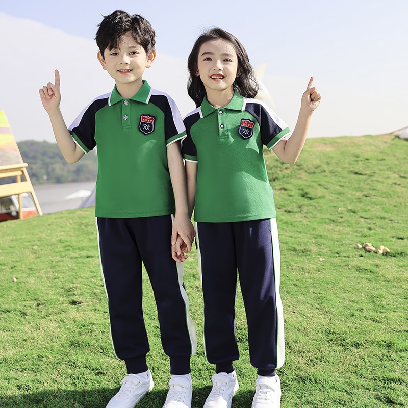 橙色学院风棒球服校服小学生春夏套装新款儿童班服四件套幼儿园服