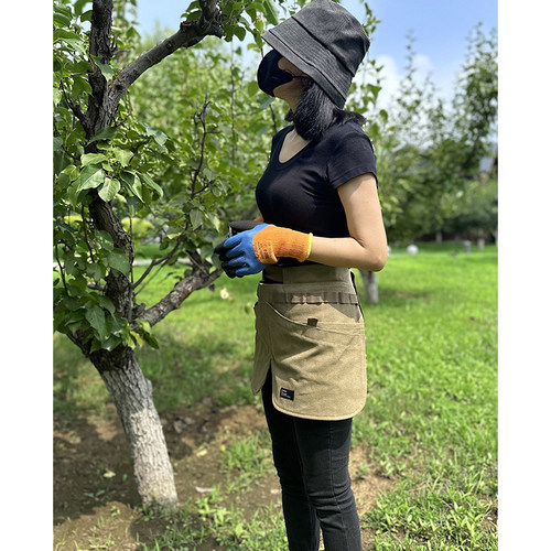 美式半身围裙咖啡师帆布围腰女厨房短款可调节工作服男定制logo