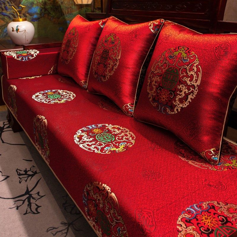 中式红木沙发坐垫套罩扶手巾靠背巾实木沙发垫罗汉床盖布定制