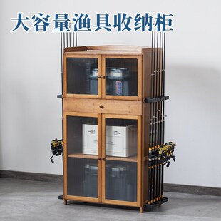 渔具店多功能鱼竿架展示架家用鱼竿收纳柜路亚竿手竿带抽屉鱼竿柜