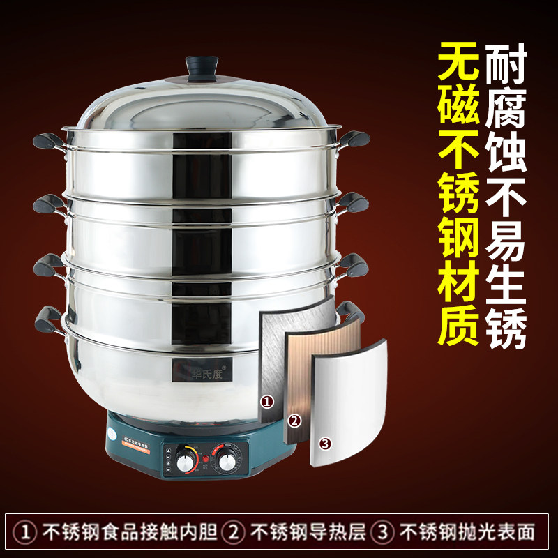 商用电蒸锅多功能不锈钢家电炒锅自动断电摆摊蒸包子馒头蒸气锅