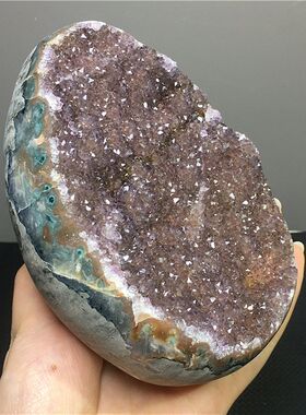 乌拉圭天然紫水晶洞恐龙蛋聚宝盆手链消磁爱心形办公桌摆件装饰品