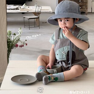 丸纸夏季男宝女宝背带裤套装两件套韩版包屁连体衣小月龄外出服