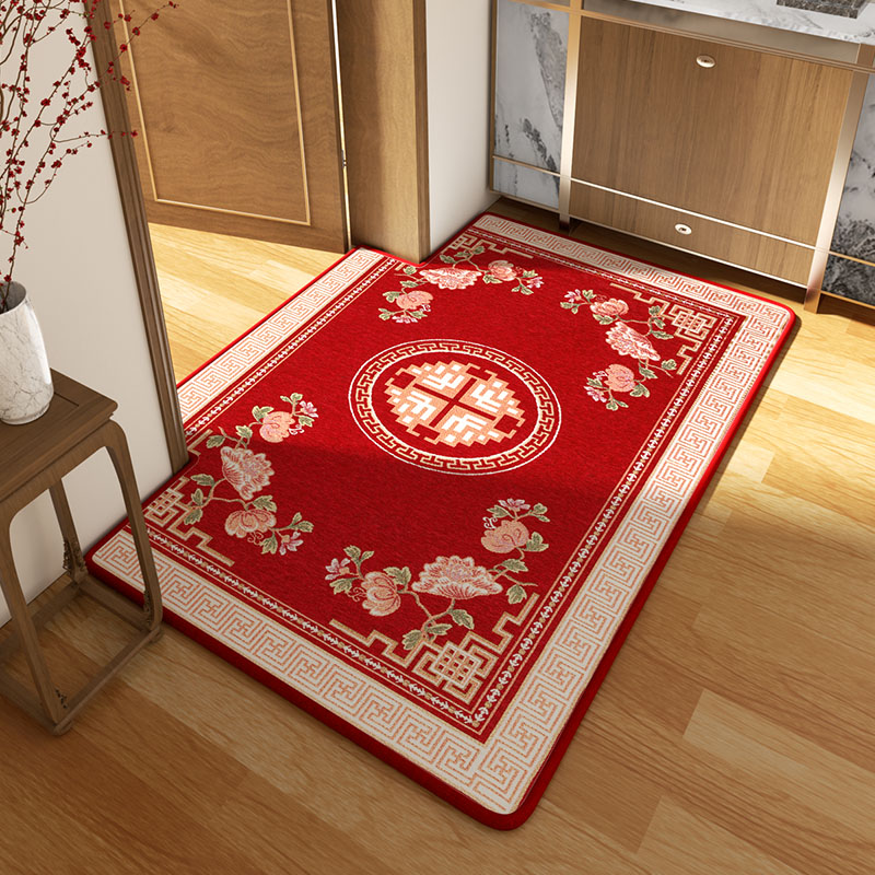 入户门地垫进门门口家用脚垫新中式门垫别墅大门地毯红色垫子防滑