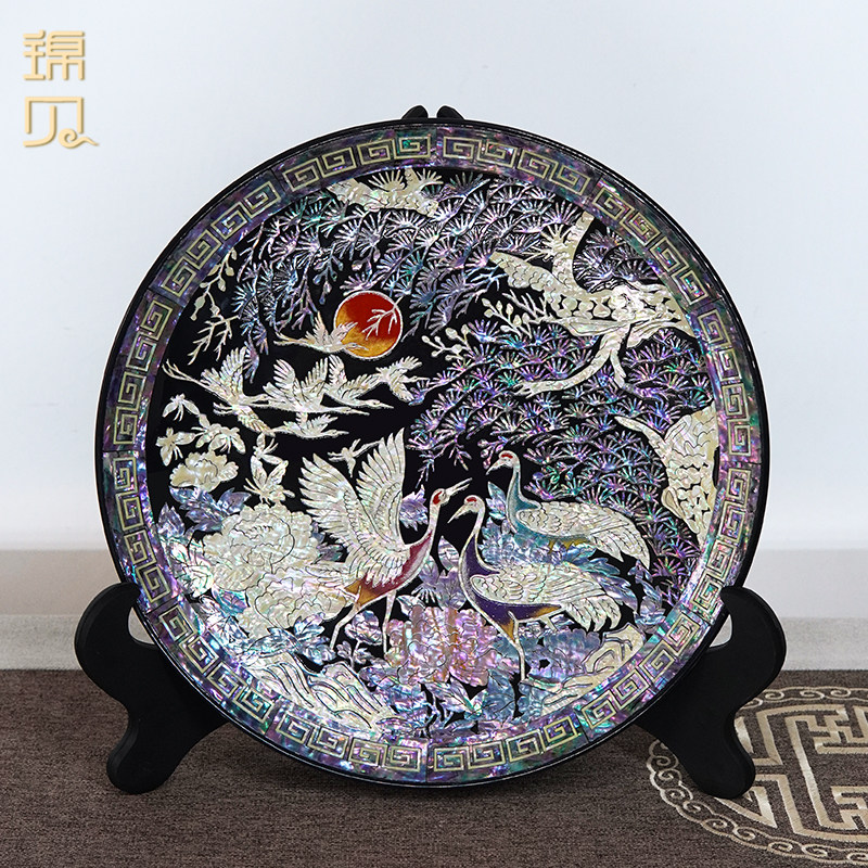 锦贝螺钿看盘生日贺寿礼物退休纪念品商务礼品客厅书房玄关摆件