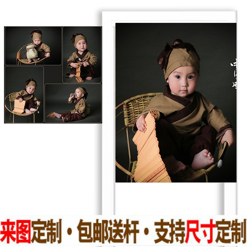 全家福门帘布艺定制宝宝照片艺术照结婚照装M饰客厅厨房免打孔布