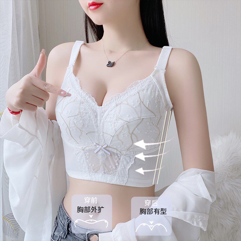 大码收副乳全罩杯薄款内衣女聚拢防下垂超薄束胸显胸小文胸夏季