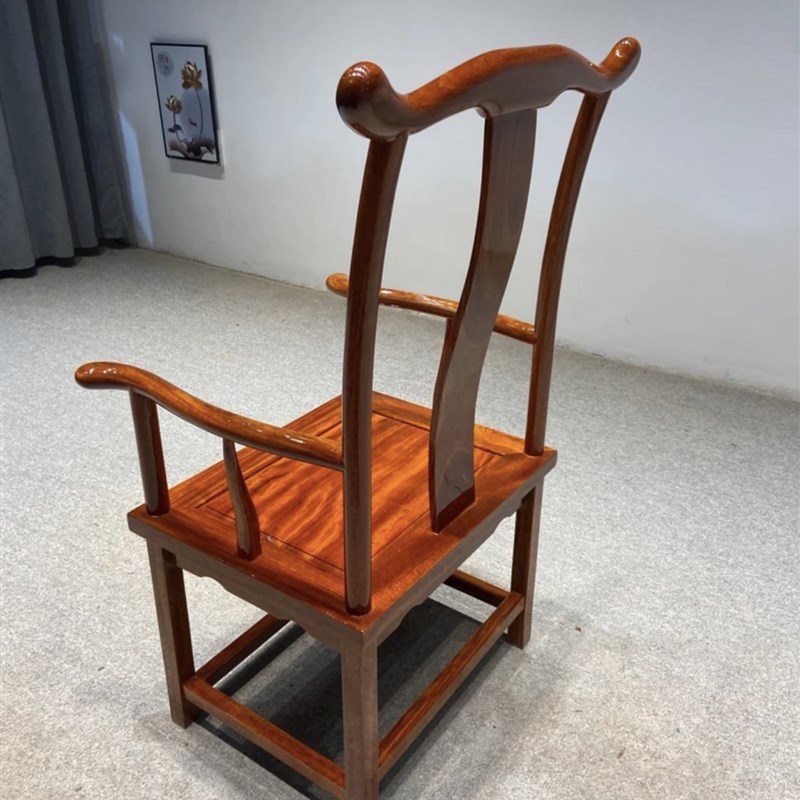 红塔利禅椅奥坎实木圈椅原木官帽椅新中式主人椅茶桌椅太师椅客椅