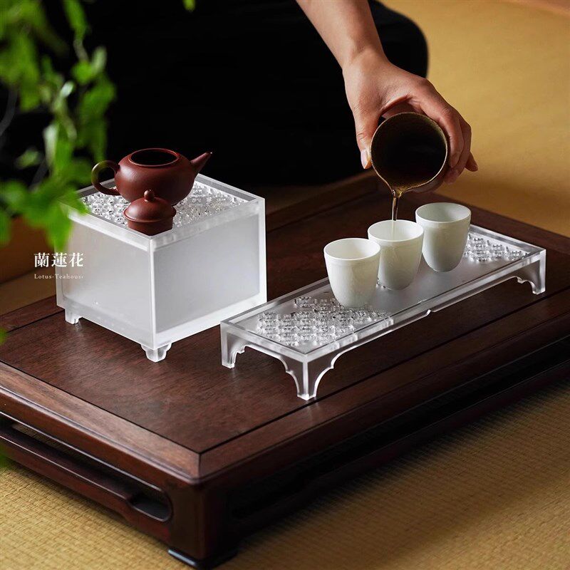 壶承亚克力透明托盘壶承干泡台小茶盘功夫茶N具茶道百搭收纳盘定