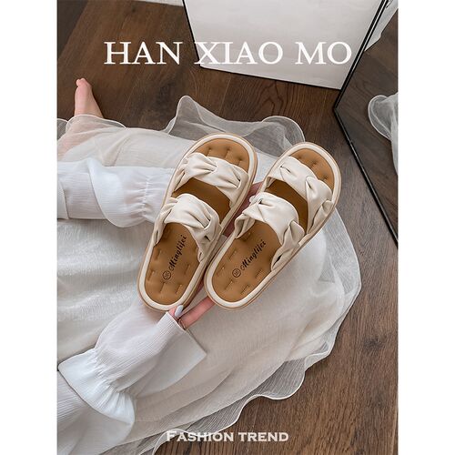 踩屎感露趾厚底凉拖鞋女夏季2025新款F外出穿软底一字拖大码414