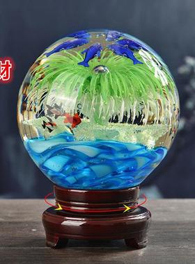 新中式轻奢水晶球大摆件工艺品新房装饰办公室玄关客厅样板房开业