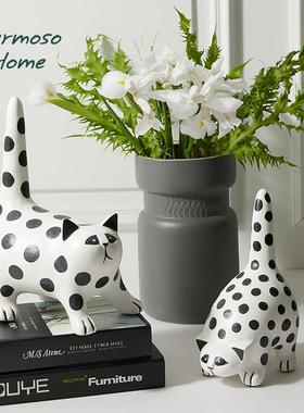 HERMOSO 波点猫咪陶瓷摆件家居饰品客厅装饰创意轻奢乔迁礼物北欧