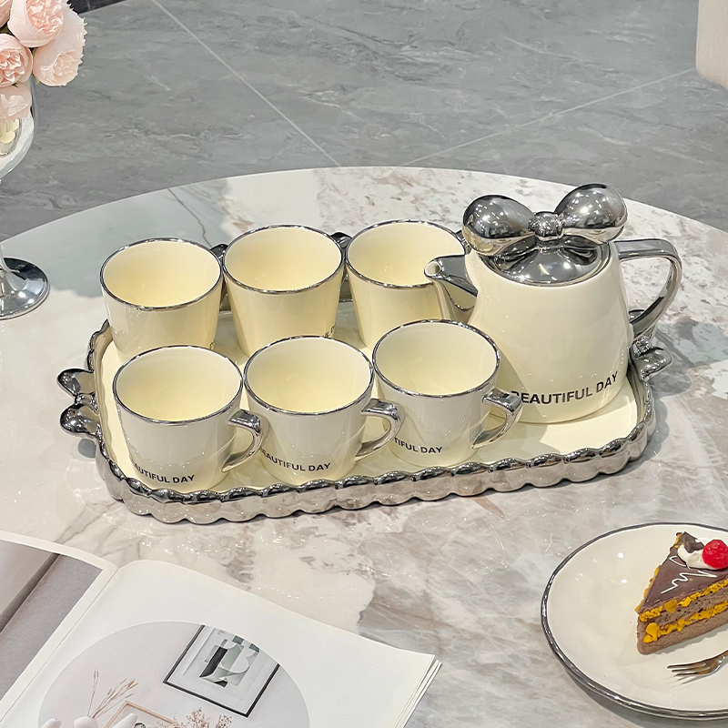 2024新款陶瓷水杯家用套装客厅待客茶具杯子茶杯高级感轻奢奶油风