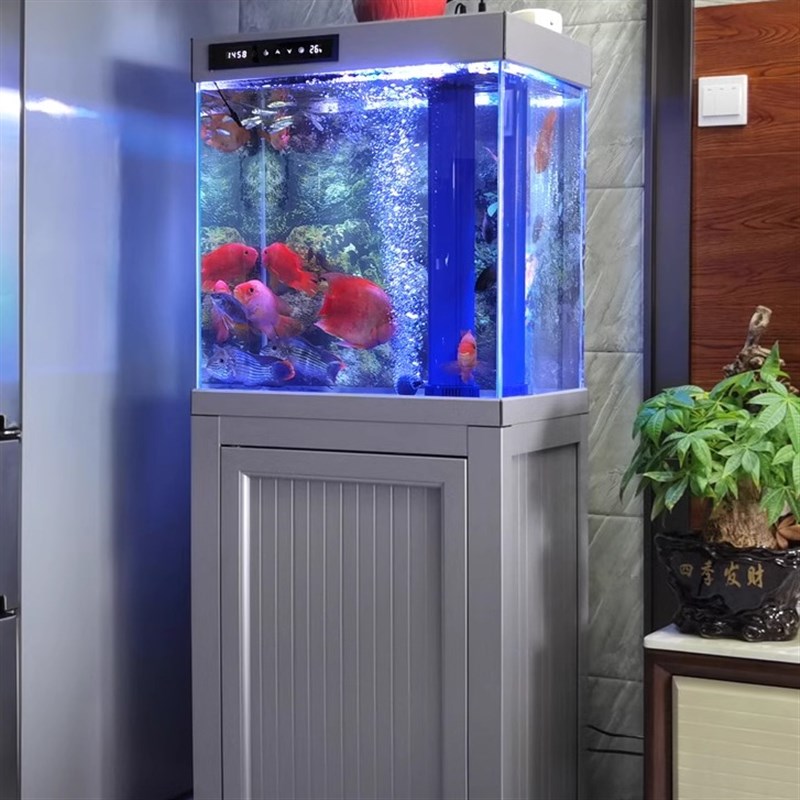 超白玻璃造景龙鱼缸客厅鱼缸一体带底滤柜子懒人免换水落地金鱼缸