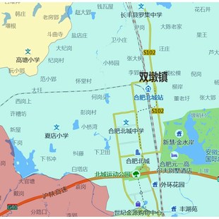 长丰县地图1.15m合肥市折叠版壁画墙贴办公室贴画客厅书房装饰画