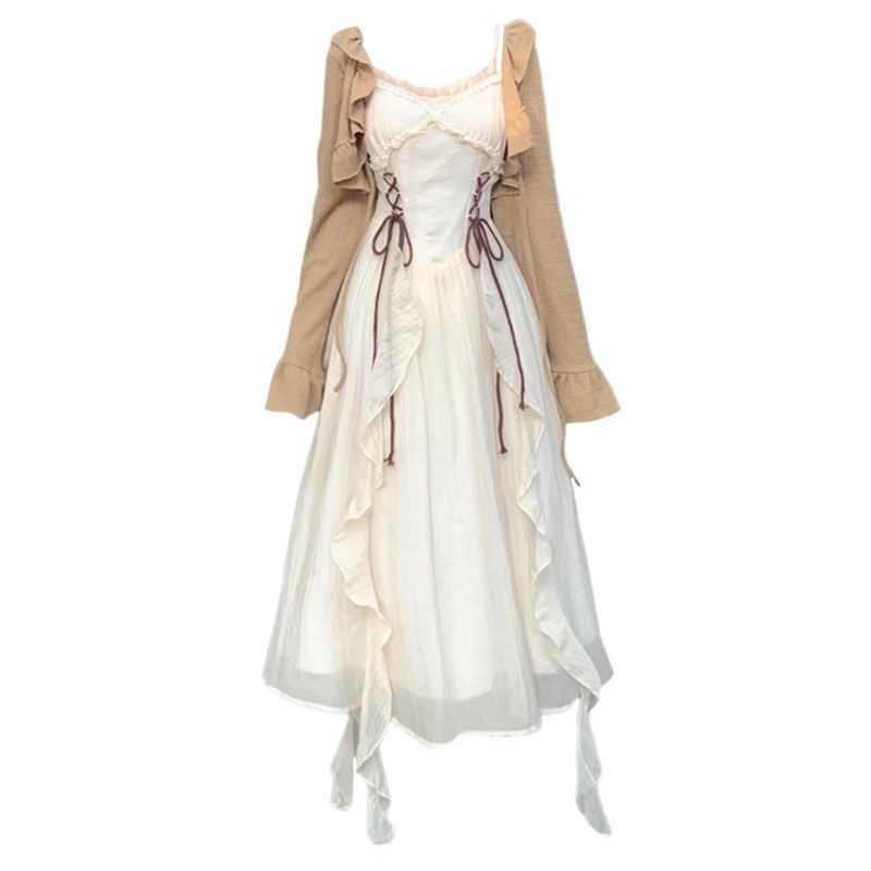 大码胖mm度假风波西米亚绑带荷叶边吊带连衣裙女春秋温柔开衫套装,女装/女士精品,时尚套装,淘宝优惠券,粉丝福利购,淘宝优惠卷