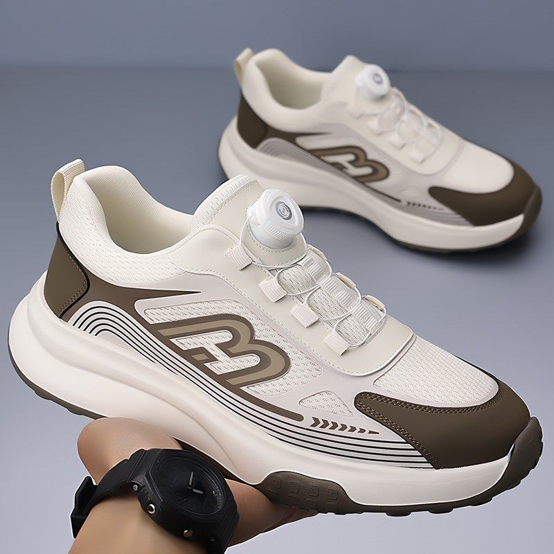 2025新款夏季透气网面休闲运动鞋男款增高免系带板鞋旅游跑步男鞋