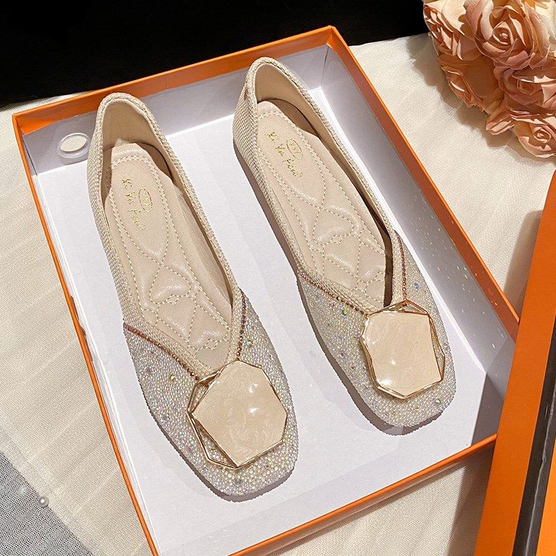 软底方头单鞋女夏2025新款晚晚风温柔鞋平底豆豆鞋大码女鞋41一43,女鞋,浅口单鞋,淘宝优惠券,粉丝福利购,淘宝优惠卷