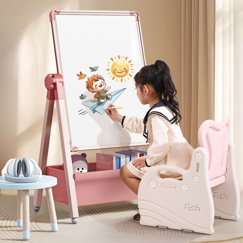 儿童家用画板双面磁性支架式可升降小黑板可擦写涂鸦学习白板合金
