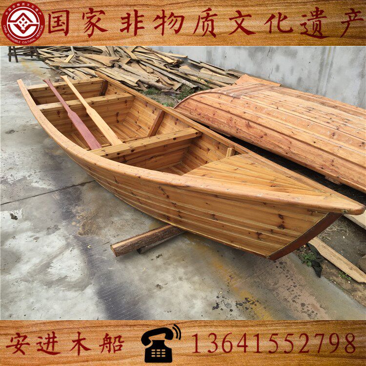 手划木船欧c式木船公园游船船装饰木船钓鱼船观光木船小木船道具
