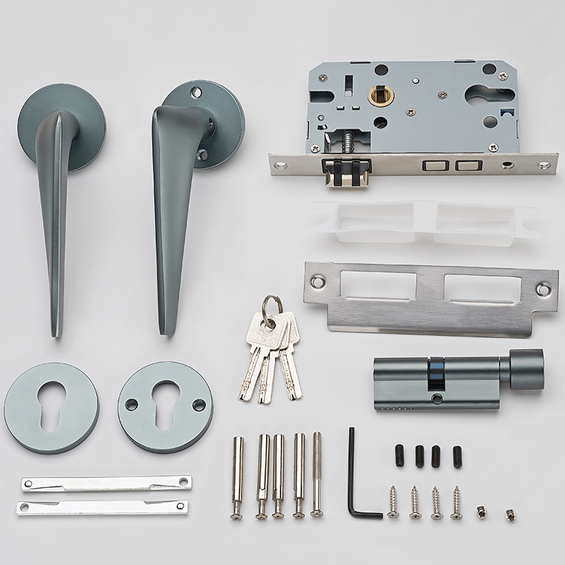 欧式室内房门锁分体锁卫生间灰色卧室门锁门把手实木门静音执手锁