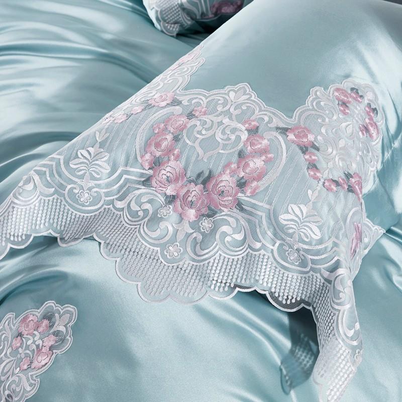 欧式床上用品全棉四件套样板房奢华蕾丝花边婚庆六八W件套别墅床