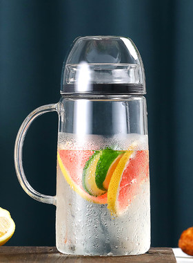 泡柠檬耐热冷水瓶宝宝玻璃壶装开水杯F冰水壶泡花茶凉壶全密封大