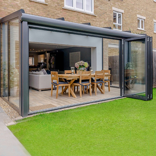 别墅公寓阳台厨房轻o型重型无地轨推拉折叠门断桥铝玻璃门移门吊