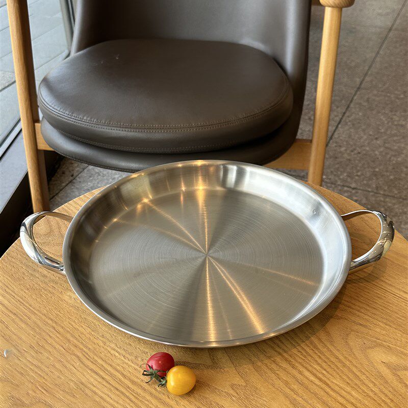 女老板强b烈推荐!厚18/10不锈钢不粘锅烧烤锅海鲜干煎锅30.5厘米